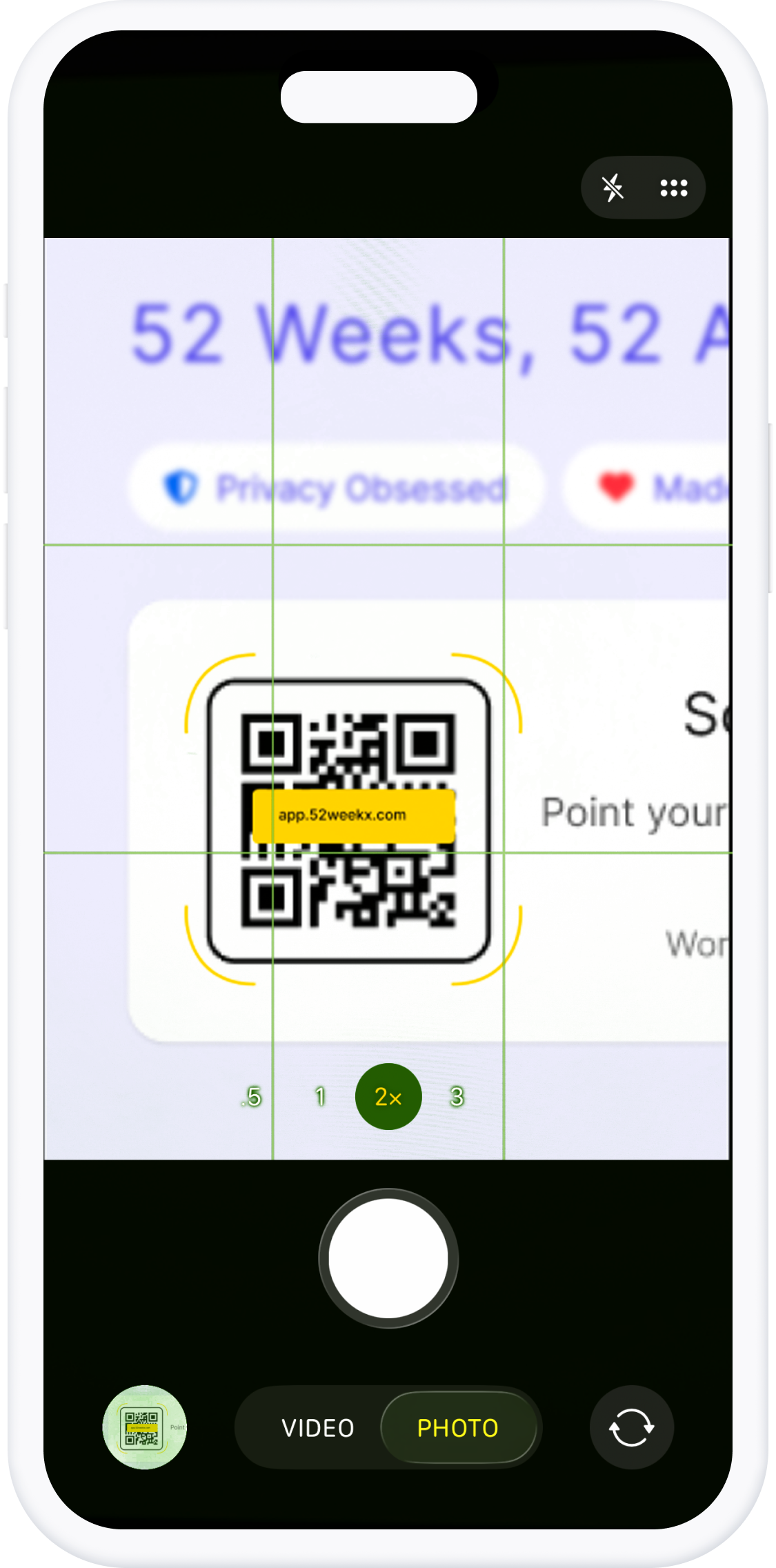 Phone showing QR code scan